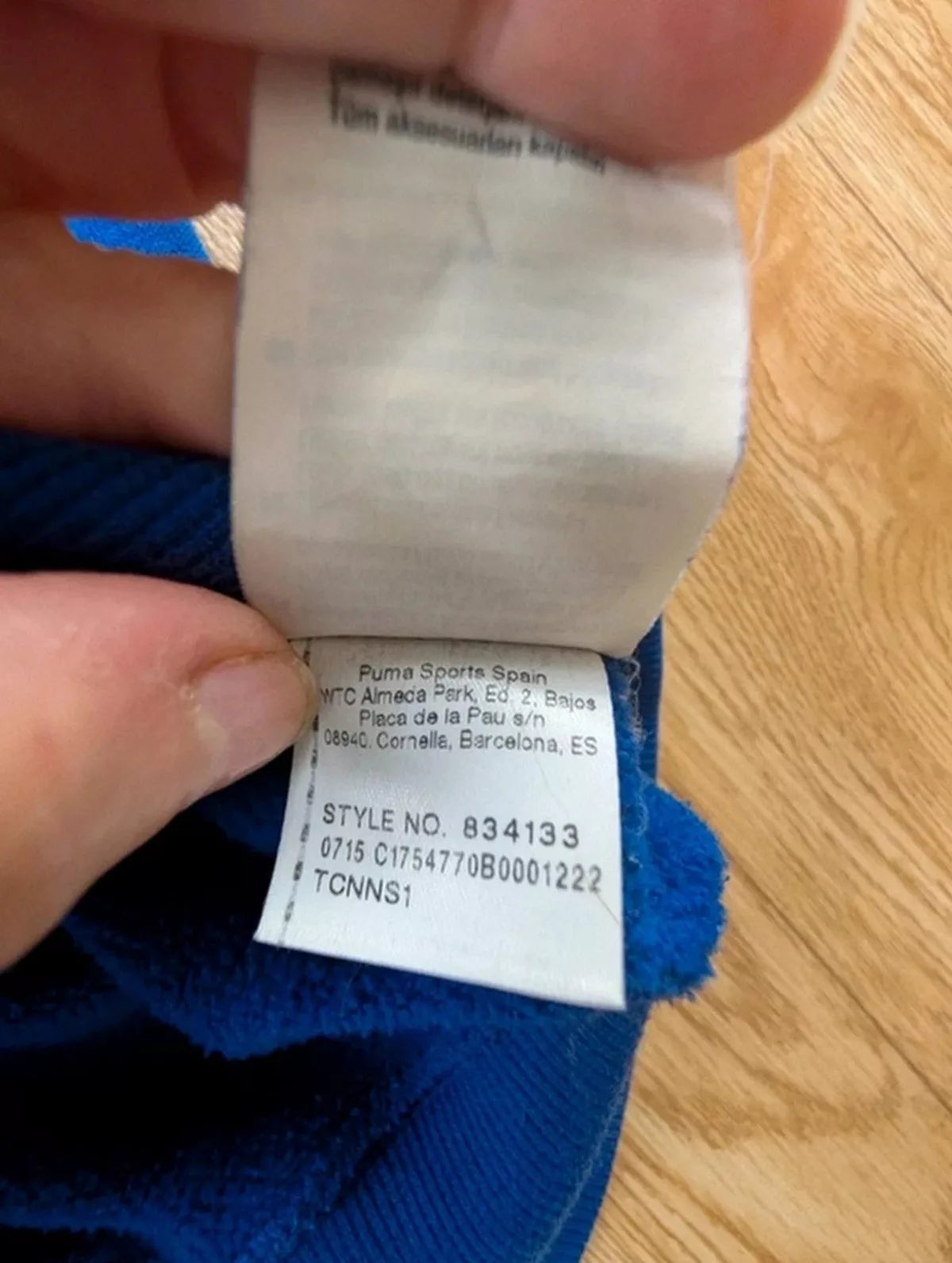 Veste zippée Puma bicolore bleu gris capuche intérieur L
