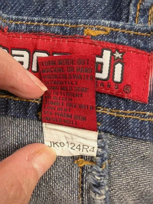 Jupe longue Zana Di vintage denim brodé ceinture lacée M