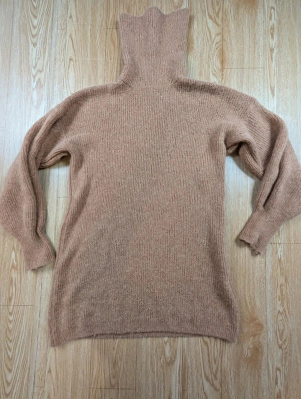 Pull col roulé Baby Alpaga beige camel oversize L