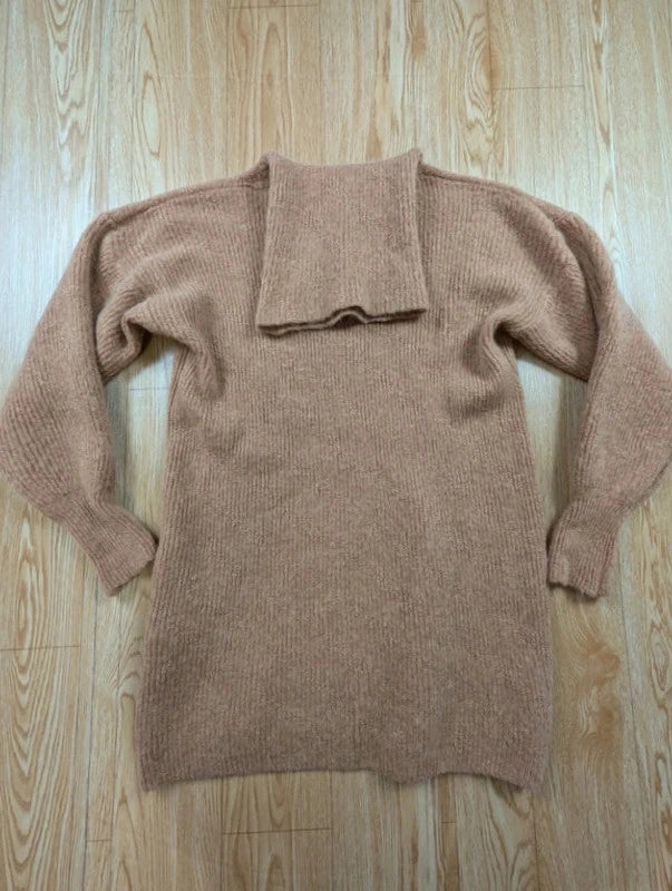 Pull col roulé Baby Alpaga beige camel oversize L