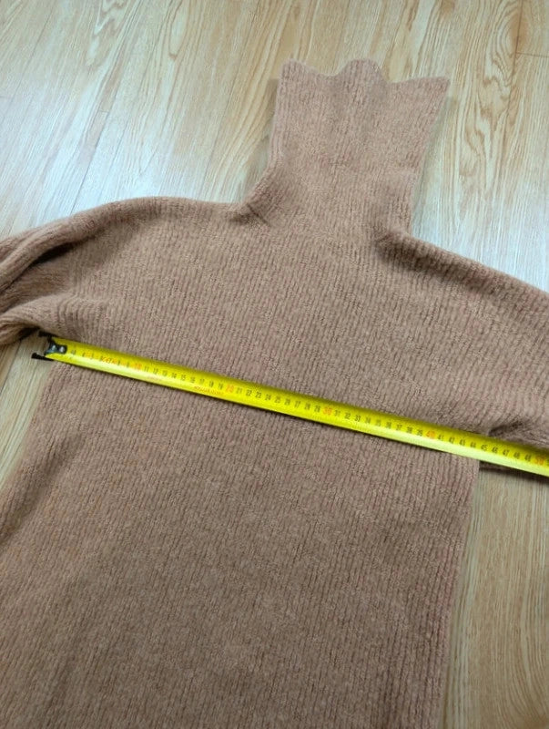 Pull col roulé Baby Alpaga beige camel oversize L