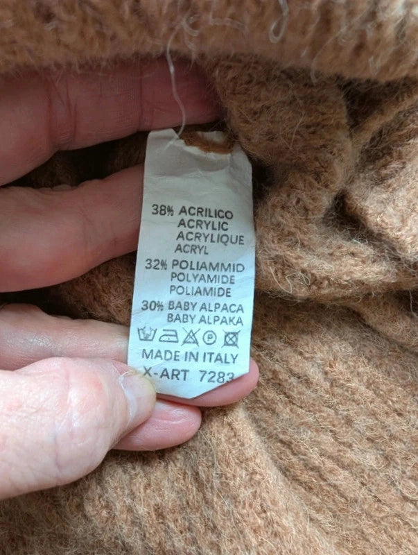 Pull col roulé Baby Alpaga beige camel oversize L