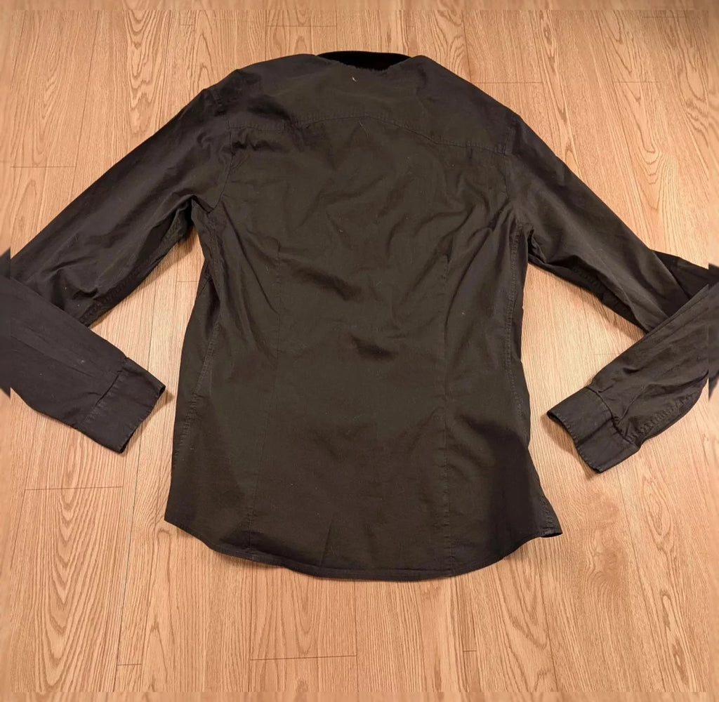 Chemise Versace Jeans noire logo strass Y2K années 2000 M