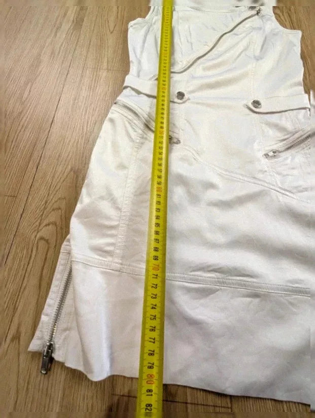 Robe Moschino Jeans blanche zips vintage Y2K fin 90s T36
