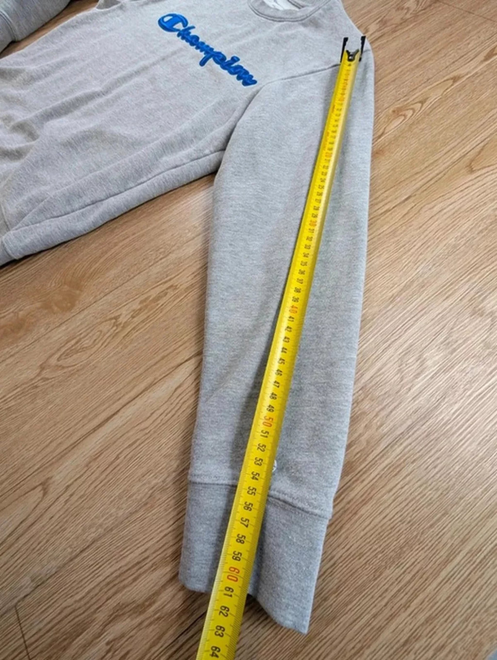 Sweat Champion Elite gris brodé bleu vintage M
