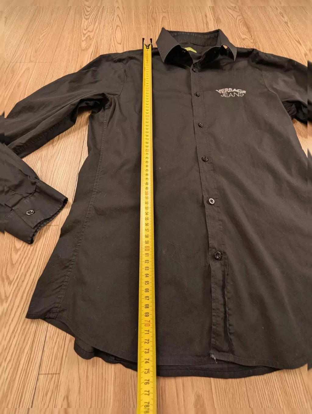 Chemise Versace Jeans noire logo strass Y2K années 2000 M