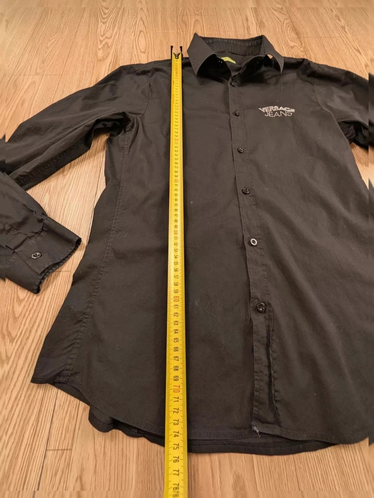 Chemise Versace Jeans noire logo strass Y2K années 2000 M