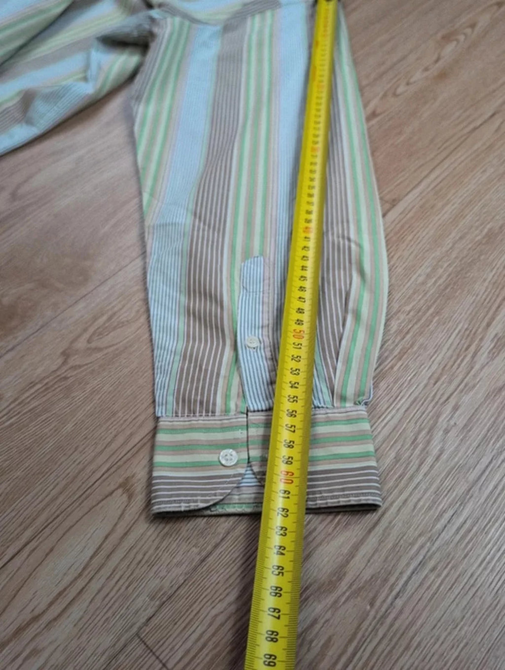 Chemise Lacoste vintage rayée vert beige années 90 XL