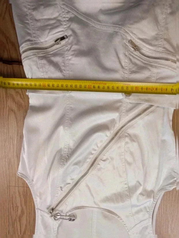 Robe Moschino Jeans blanche zips vintage Y2K fin 90s T36