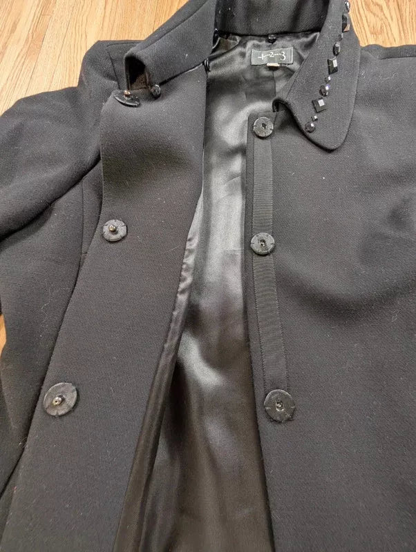 Veste 1.2.3 Paris noire col strass cabochons années 2000 44