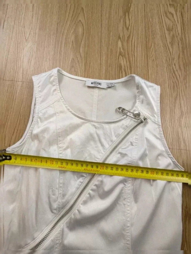 Robe Moschino Jeans blanche zips vintage Y2K fin 90s T36