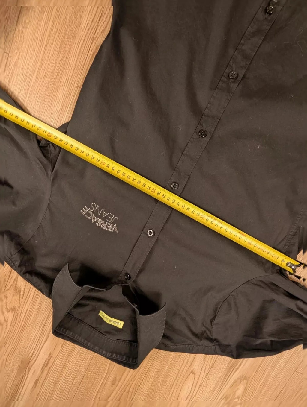 Chemise Versace Jeans noire logo strass Y2K années 2000 M