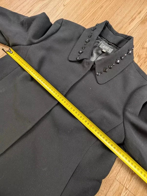 Veste 1.2.3 Paris noire col strass cabochons années 2000 44