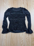 Top In Vogue Paris noir à sequins et dentelle taille S
