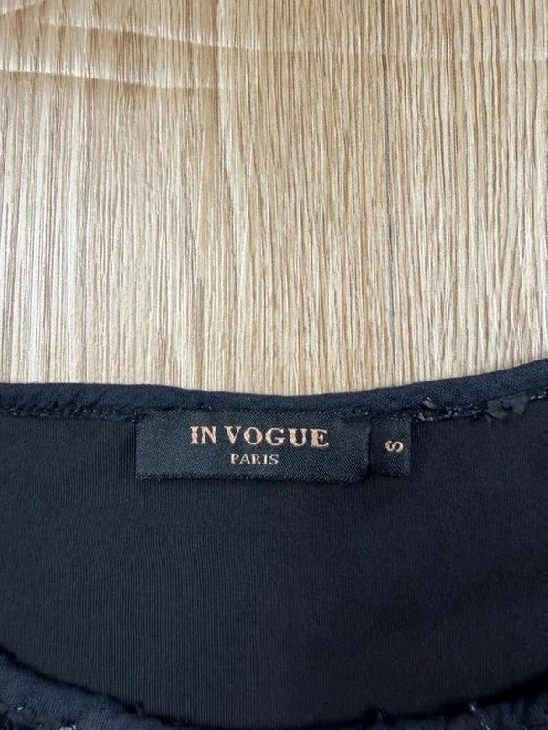 Top In Vogue Paris noir à sequins et dentelle taille S