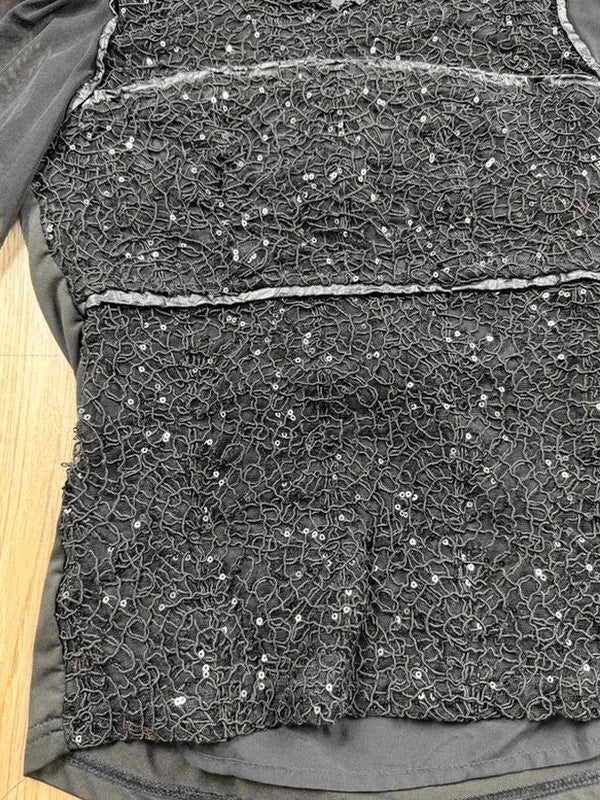 Top In Vogue Paris noir à sequins et dentelle taille S