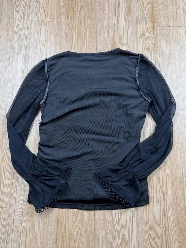 Top In Vogue Paris noir à sequins et dentelle taille S