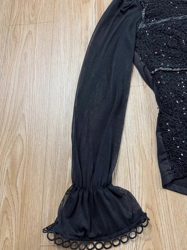 Top In Vogue Paris noir à sequins et dentelle taille S