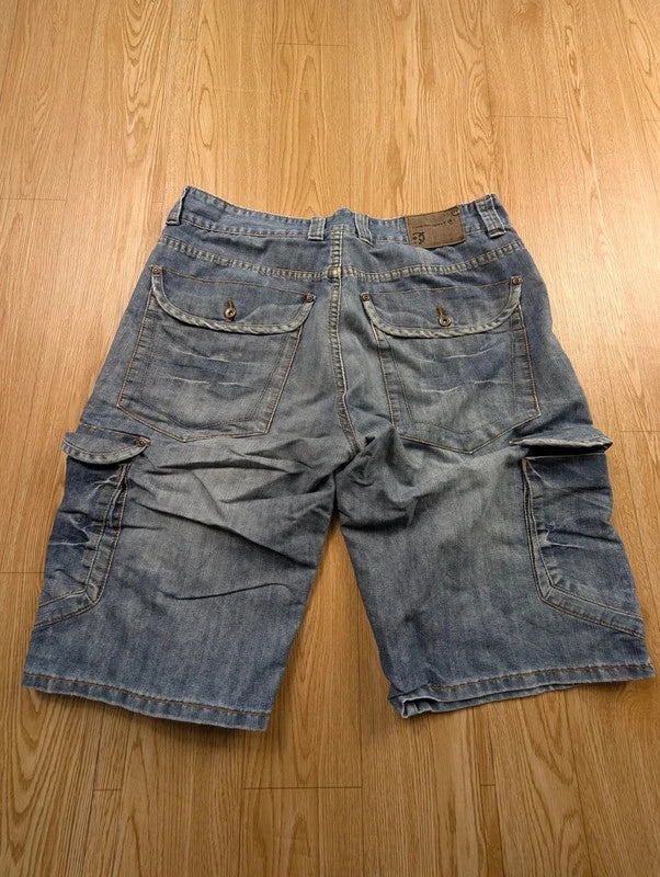Short Cargo Denim Dissident Bleu Délavé Multipoche Taille 36