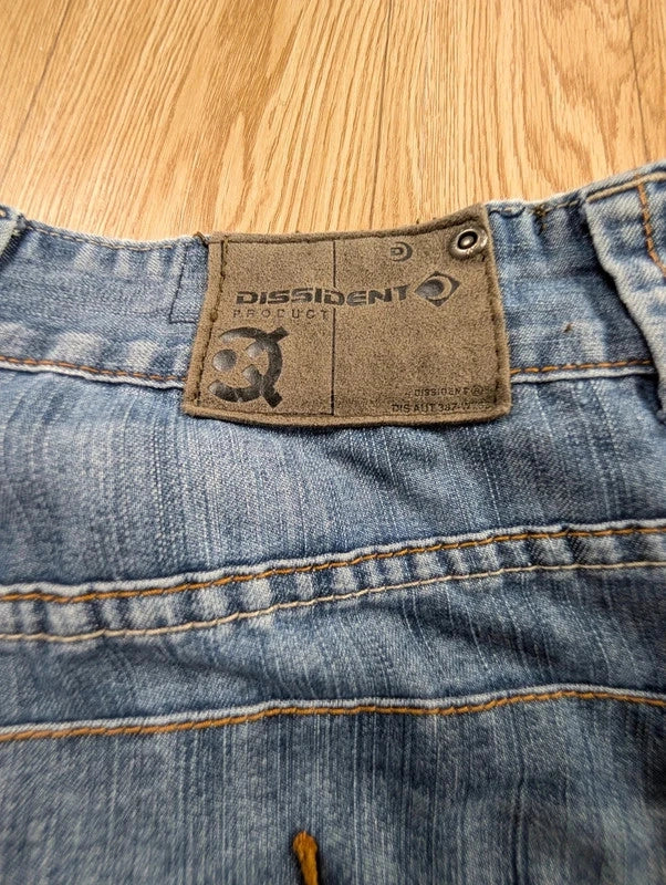 Short Cargo Denim Dissident Bleu Délavé Multipoche Taille 36
