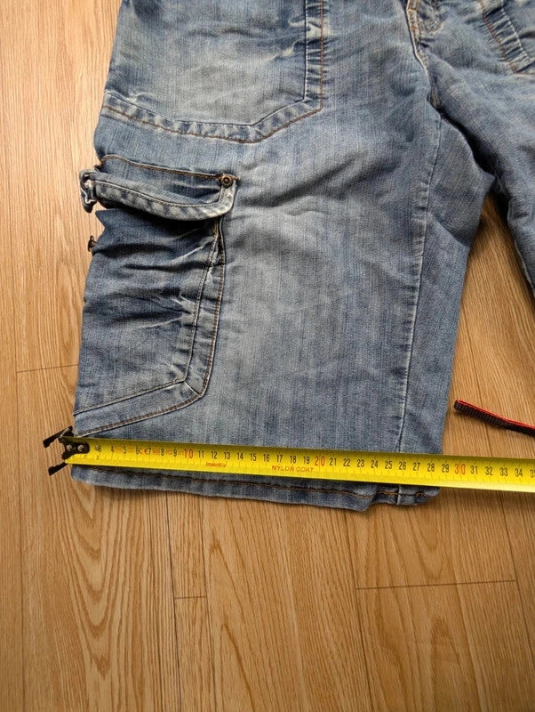 Short Cargo Denim Dissident Bleu Délavé Multipoche Taille 36