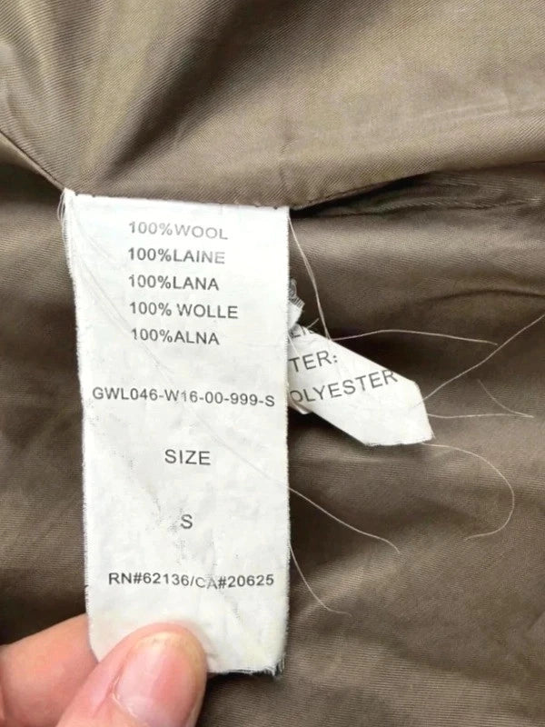 Manteau Guess Jeans laine gris trapèze ceinture S