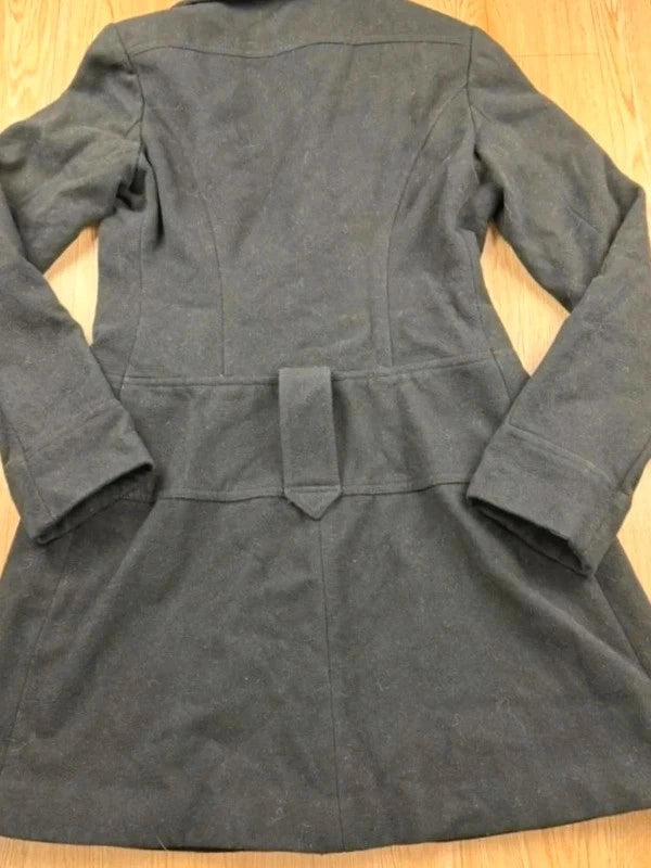 Manteau Guess Jeans laine gris trapèze ceinture S