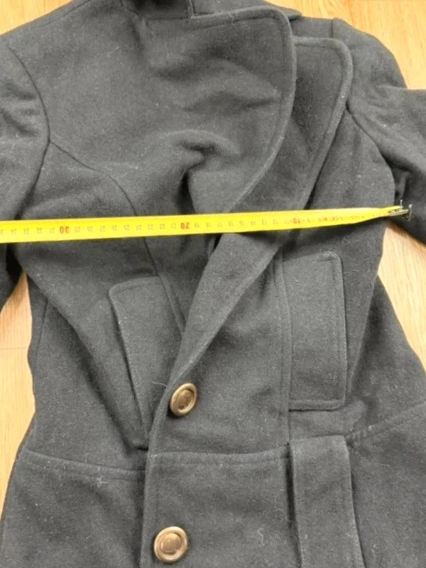 Manteau Guess Jeans laine gris trapèze ceinture S