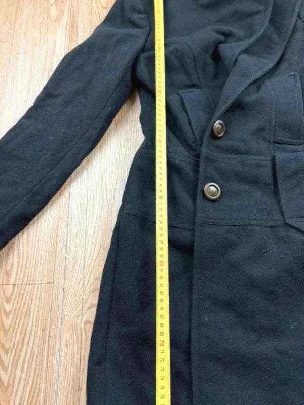 Manteau Guess Jeans laine gris trapèze ceinture S
