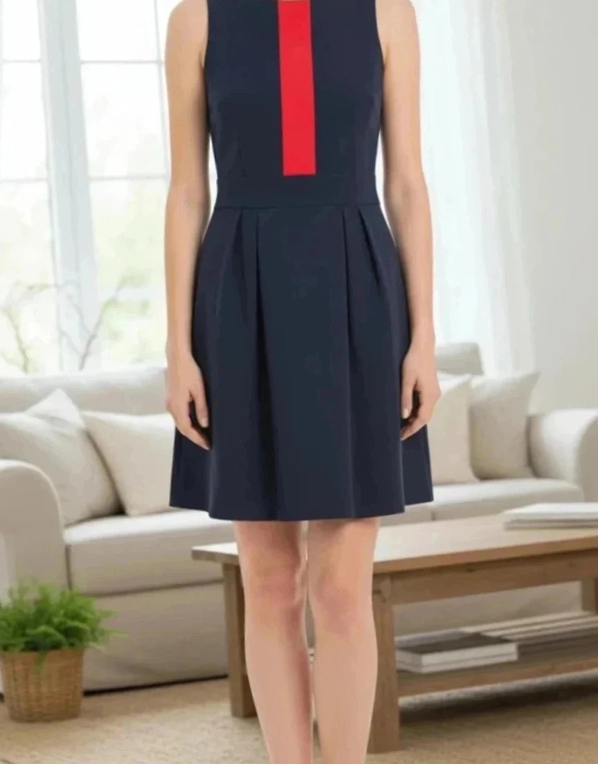 Robe Tommy Hilfiger bande verticale rouge bleu marine taille 6