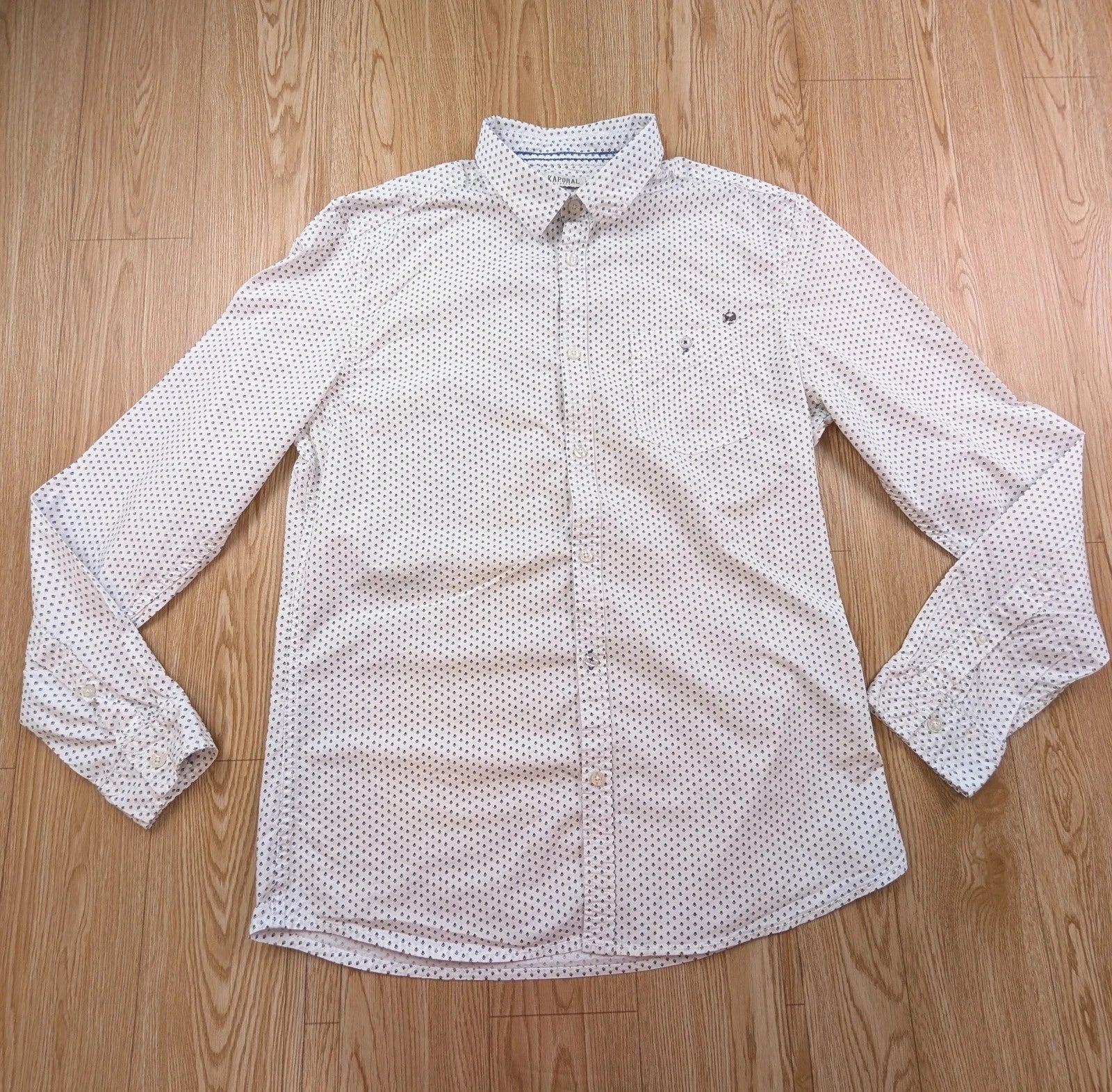 Chemise Kaporal blanc micro imprimé bleu marine L