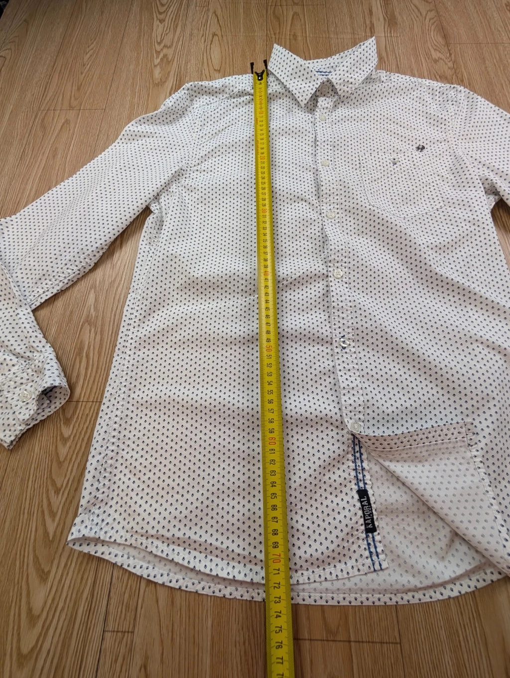 Chemise Kaporal blanc micro imprimé bleu marine L