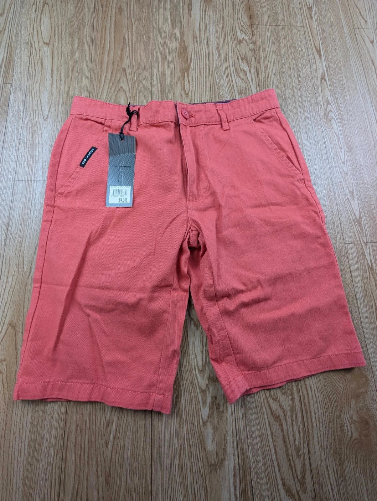 Bermuda Ted Lapidus Homme Corail Chino Coton Taille S Neuf
