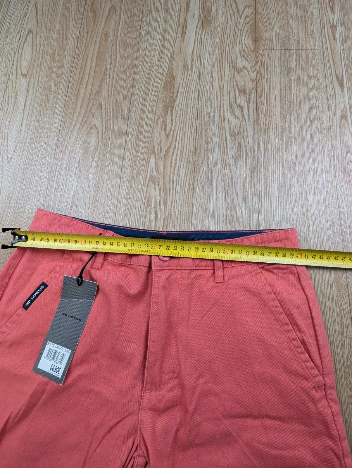Bermuda Ted Lapidus Homme Corail Chino Coton Taille S Neuf