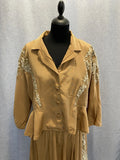 Ensemble Vintage Veste Peplum et Jupe Longue Dentelle Camel L