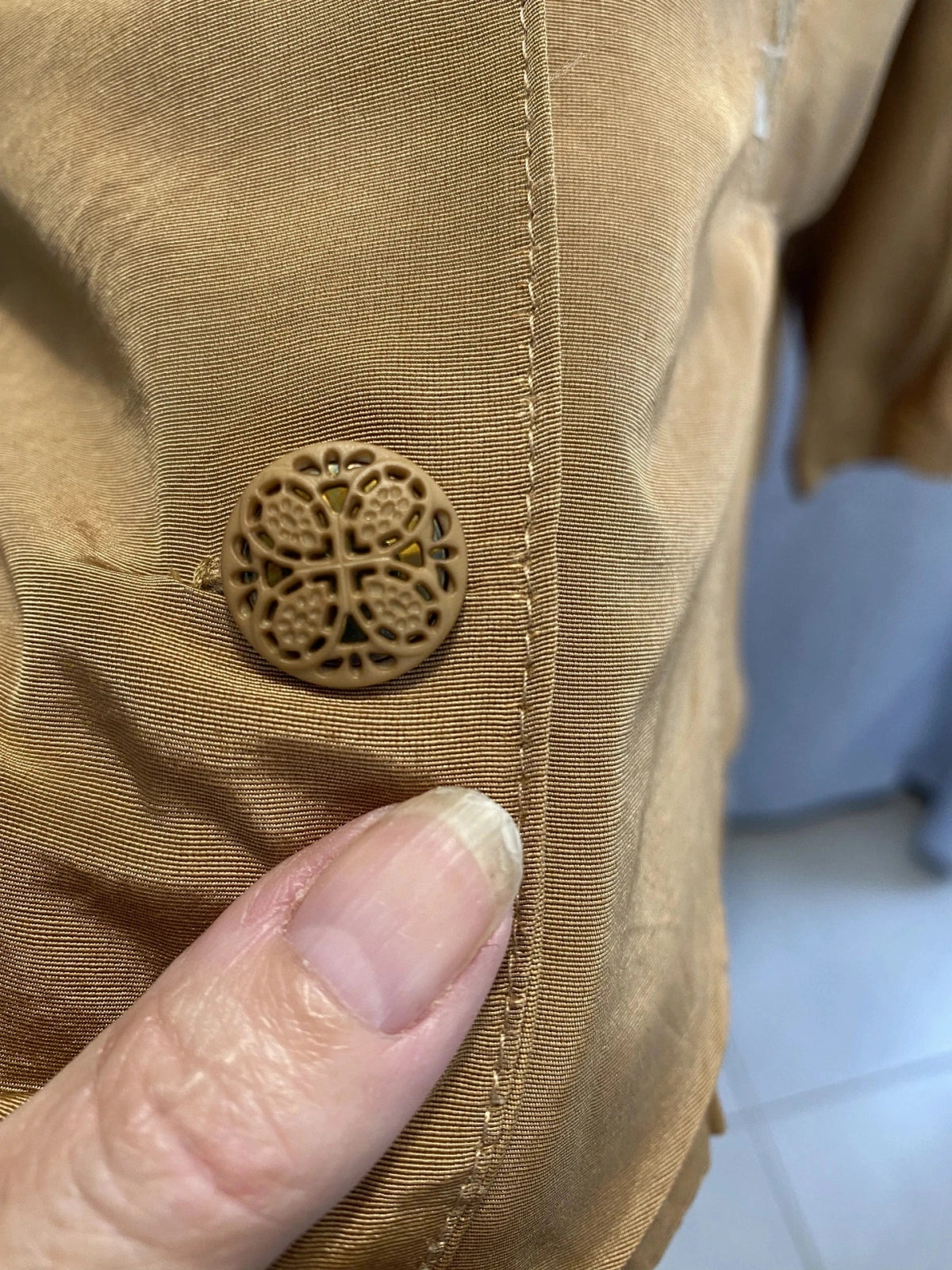 Ensemble Vintage Veste Peplum et Jupe Longue Dentelle Camel L