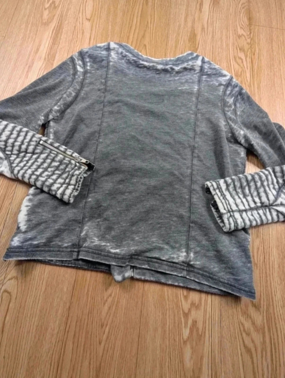 Veste American Vintage motif rayé gris chiné taille S