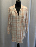 Chemise Longue Tendance à Carreaux Rose Pastel et Gris Taille Unique