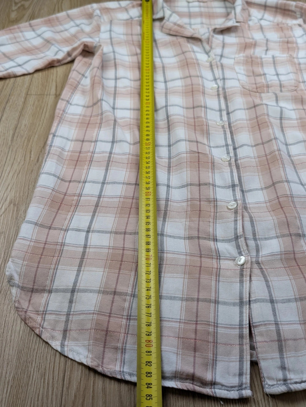 Chemise Longue Tendance à Carreaux Rose Pastel et Gris Taille Unique