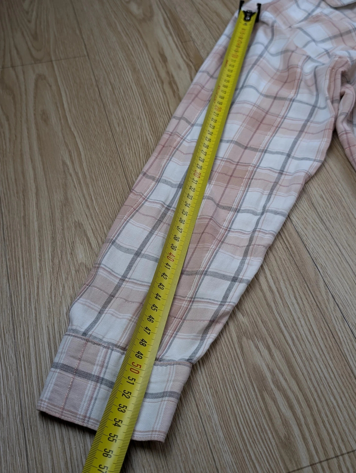 Chemise Longue Tendance à Carreaux Rose Pastel et Gris Taille Unique