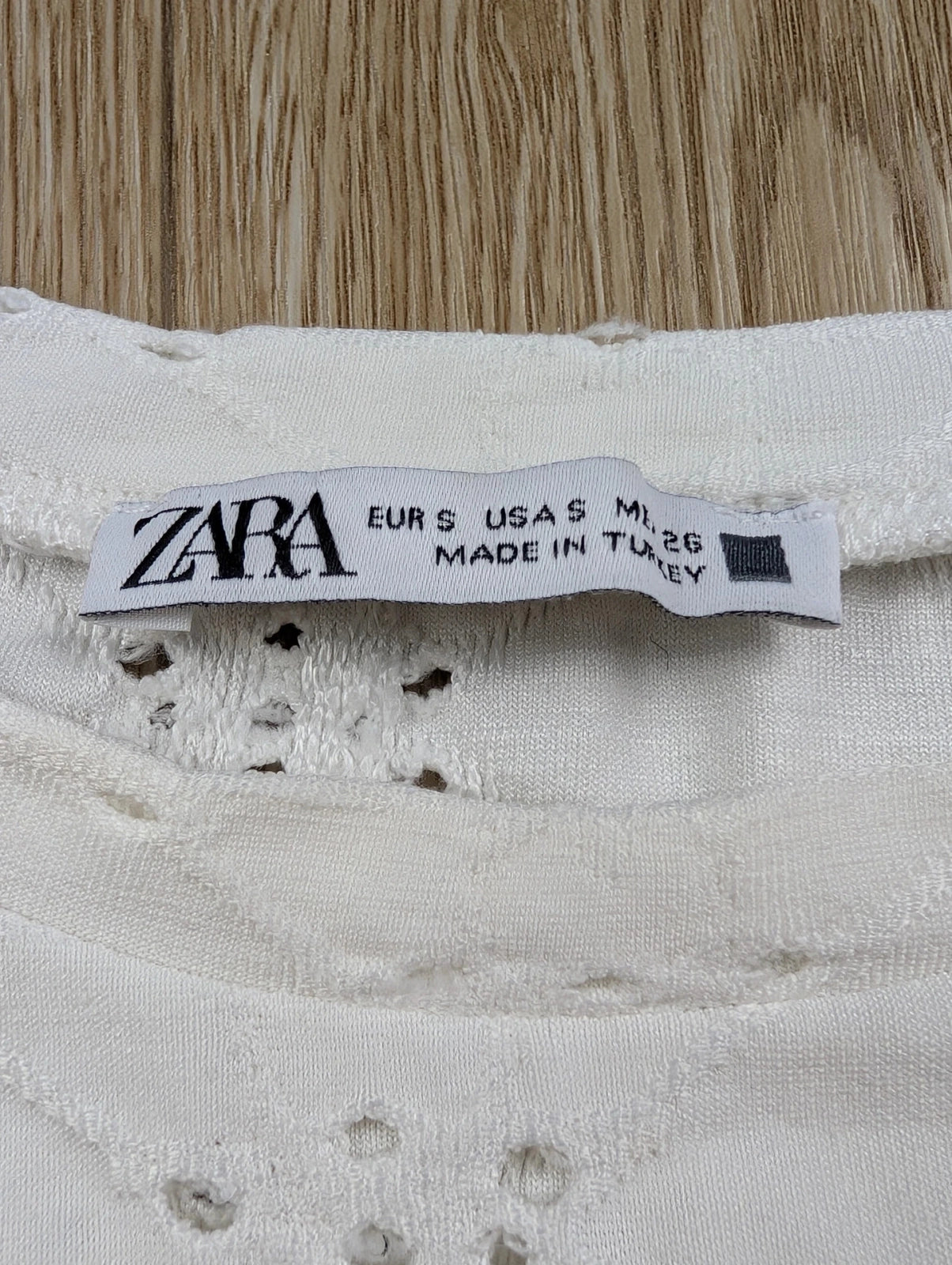 T-shirt Zara broderie anglaise blanc ajouré S