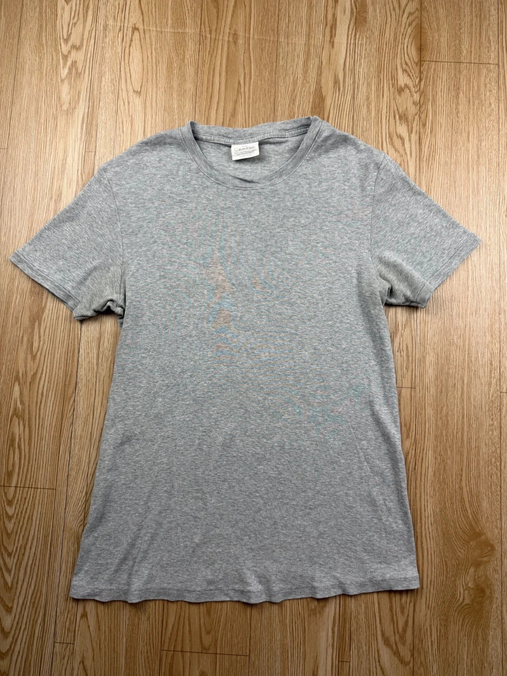 T-shirt Calvin Klein gris chiné col rond M coton slim fit