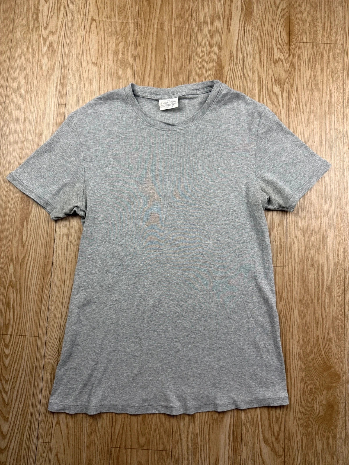 T-shirt Calvin Klein gris chiné col rond M coton slim fit
