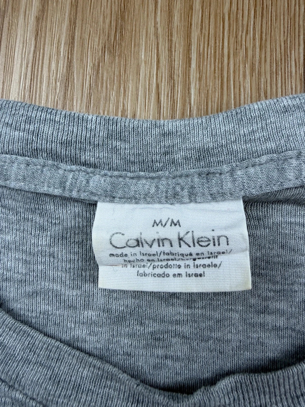 T-shirt Calvin Klein gris chiné col rond M coton slim fit