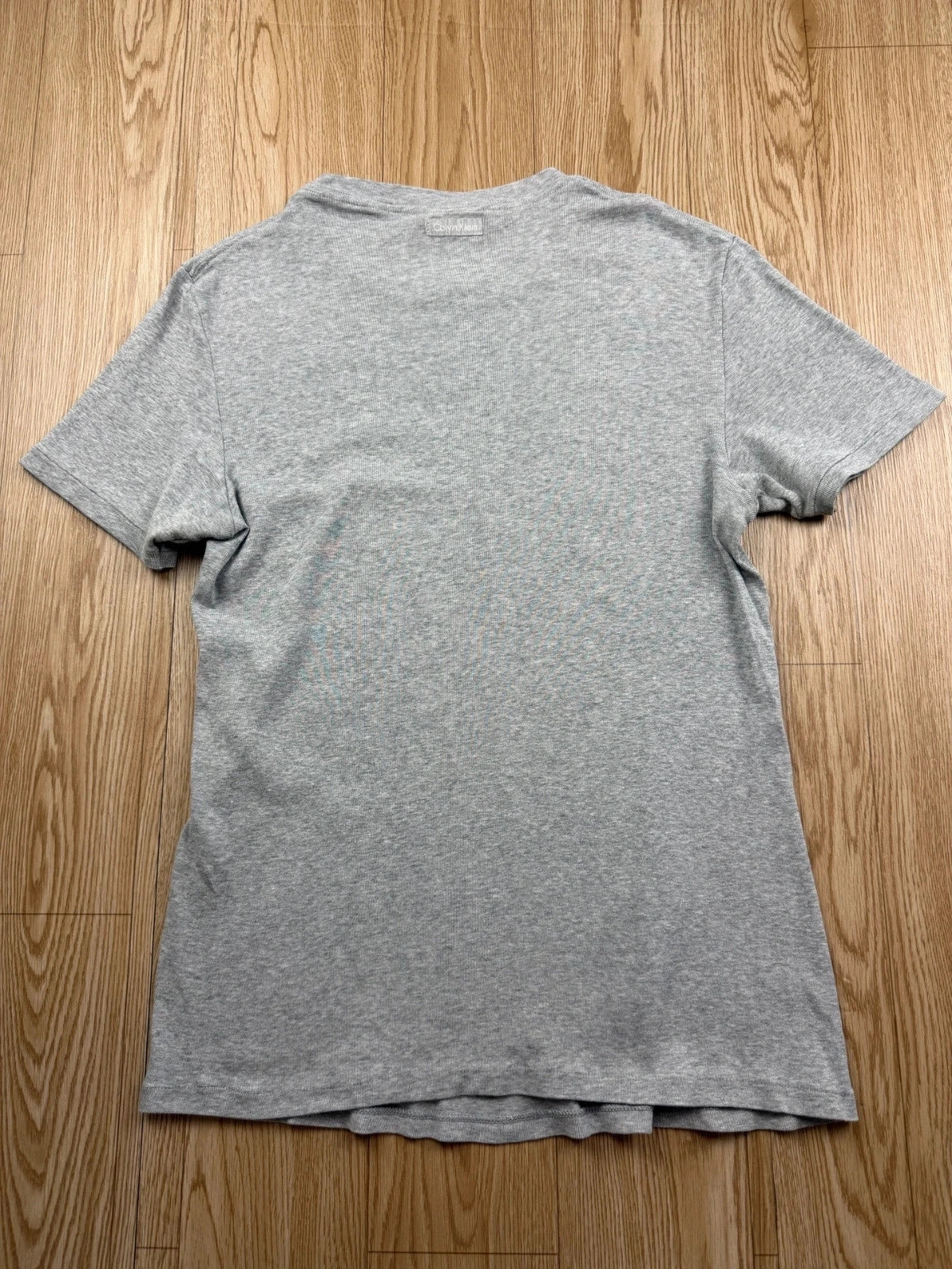 T-shirt Calvin Klein gris chiné col rond M coton slim fit