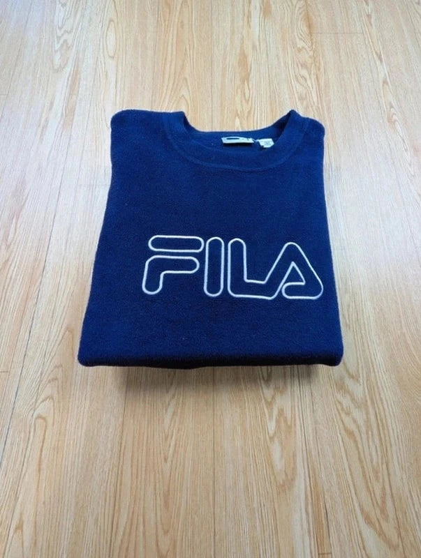 Sweat Fila polaire oversize bleu marine vintage 90s taille M