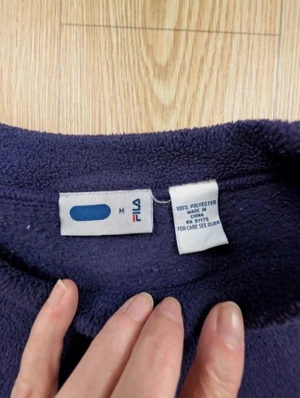 Sweat Fila polaire oversize bleu marine vintage 90s taille M